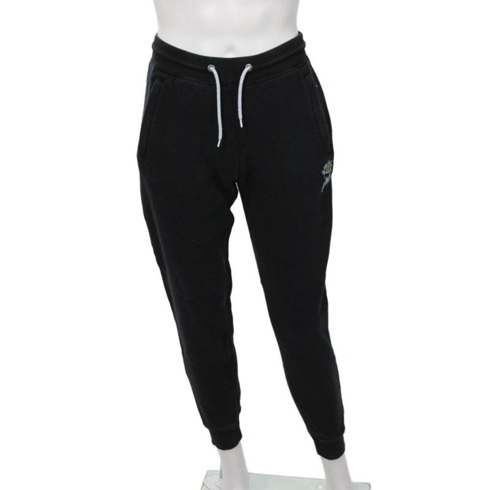 Goat Mens Black Jogger Sweatpants Drawstring Cartoon Cotton Blend Size S